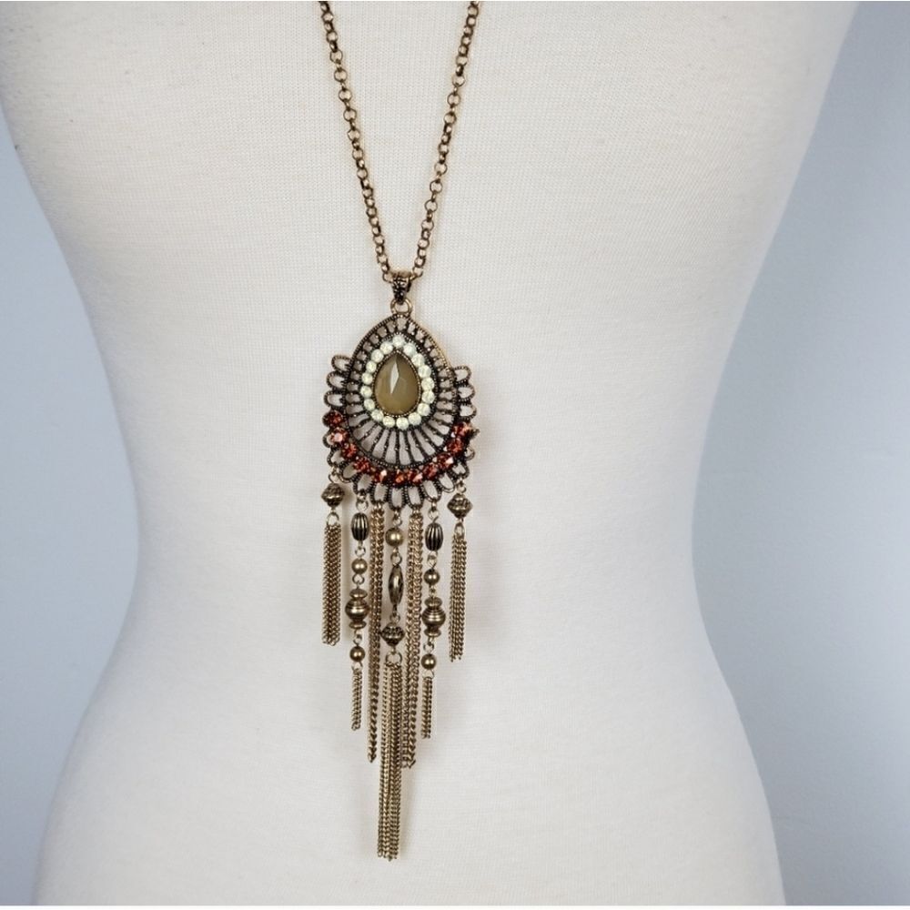 Necklace Pendant Boho Tribal .Boho, Long Necklace . Fashion Jewelry